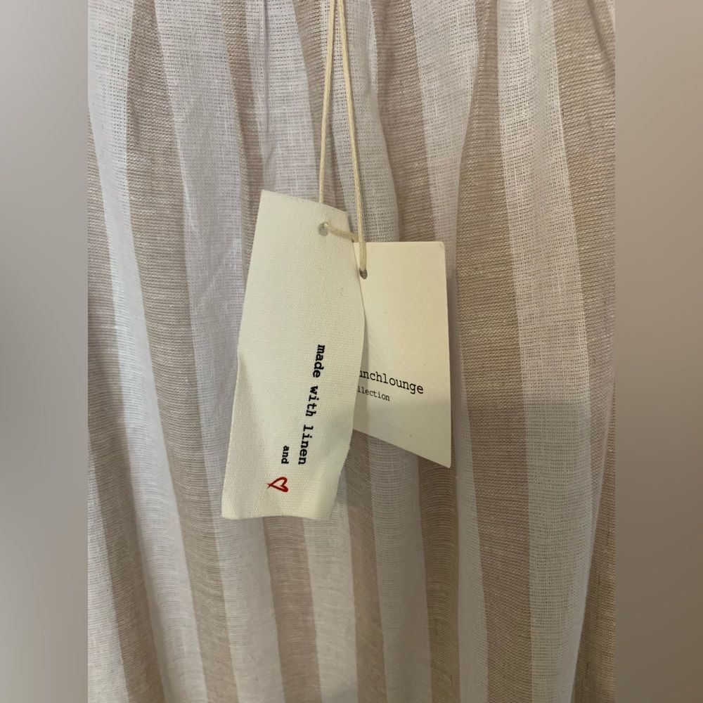NWT beachlunchlounge linen blend striped maxi dress in khaki. Size Medium - Picture 5 of 6